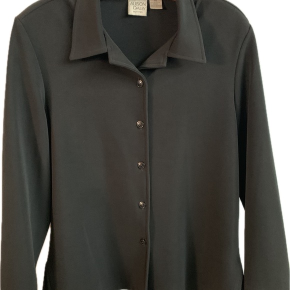 Allison Daley Petites Black Skirt Suit Black Button Blouse & Skirt Petite Medium - Picture 2 of 12